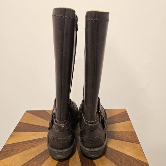UGG Australia Rosen Riding Boots Brown Leather 7 Womens Wool Fur Lined Winter - Picture 8 of 15